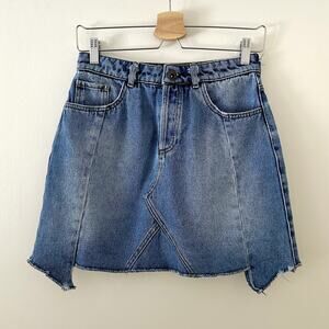Heels & Jeans Asymmetrical Denim Mini Skirt Sz 4